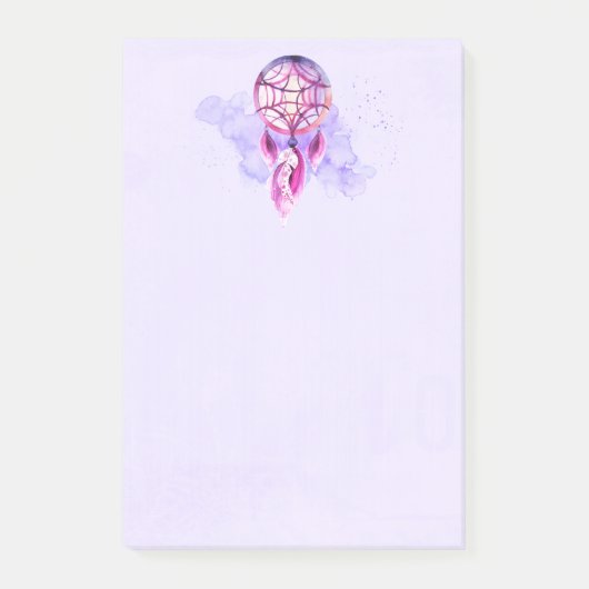 Roze droomvanger op Paarse Waterverf Post-it® Notes (Voorkant)