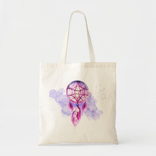 Roze droomvanger op Paarse Waterverf Tote Bag (Voorkant)