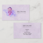 Roze droomvanger op Paarse Waterverf Visitekaartje (Voorkant / Achterkant)