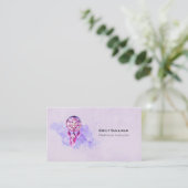 Roze droomvanger op Paarse Waterverf Visitekaartje (Staand voorkant)