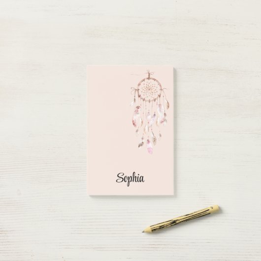 Roze Droomvanger Post-it® Notes (Op bureau)