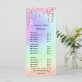 Roze Druipende Glitter Bakkerij Prijslijst & Menu (Staand voorkant)