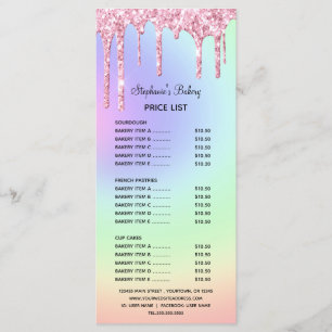 Roze Druipende Glitter Bakkerij Prijslijst & Menu