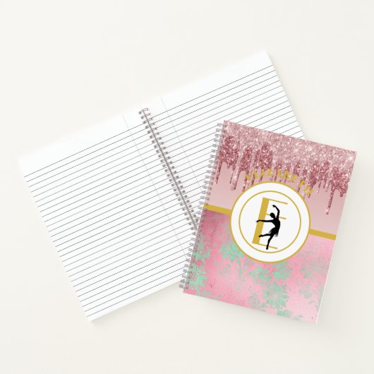 Roze druipende glitter ballerina balletdanseres notitieboek (Binnen)