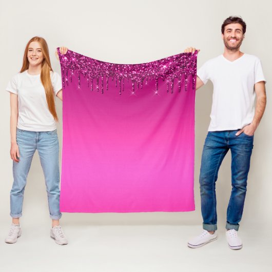 Roze druipende glitter fleece deken (In situ)
