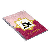 Roze druipende glitter kunstschaatser ijsdanser notitieboek (Rechterzijde)
