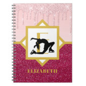 Roze druipende glitter kunstschaatser ijsdanser notitieboek (Voorkant)