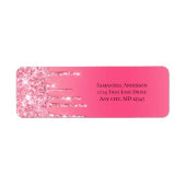 Roze Druipende Glitter Meisjesachtige Trendy Chic Etiket (Voorkant)