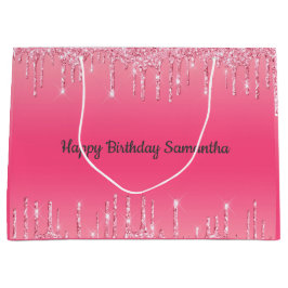 Roze druipende glitter meisjesachtige trendy chic  groot cadeauzakje