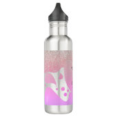 Roze druipende glitters monogram naam    waterfles  (Links)
