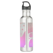 Roze druipende glitters monogram naam    waterfles  (Achterkant)