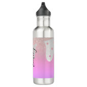 Roze druipende glitters monogram naam    waterfles  (Rechts)
