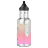 Roze druipende glitters monogram naam waterfles (Rechts)