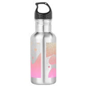 Roze druipende glitters monogram naam waterfles (Achterkant)