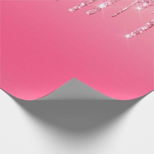 Roze druipende glitters verjaardag bruidsfeest cad cadeaupapier (Hoek)