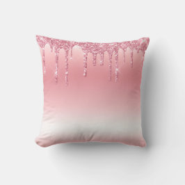 Roze druipende glitterslingerkussen kussen