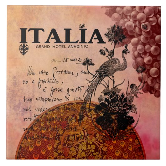 Roze druiven Italia Tegeltje (Voorkant)