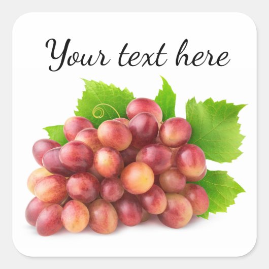Roze druiven vierkante sticker (Voorkant)