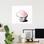 Roze druk op de cupcake poster (Thuiskantoor)