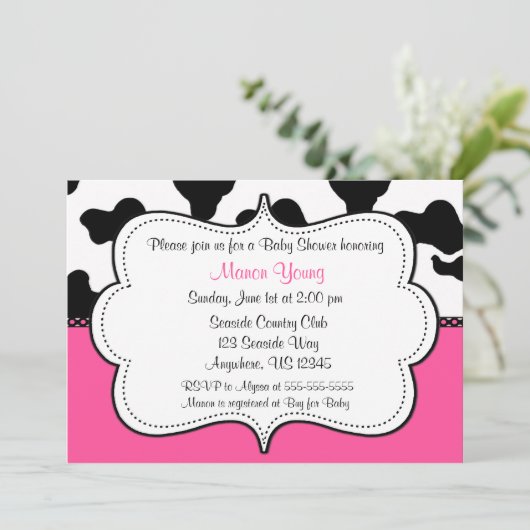 Roze drukroze uitnodiging (Staand voorkant)