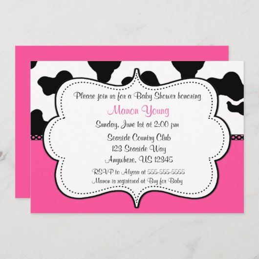 Roze drukroze uitnodiging (Voorkant / Achterkant)