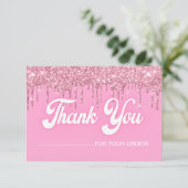 Roze druppelaar bedankt je kaart (Staand voorkant)