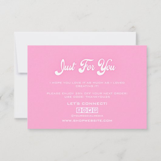 Roze druppelaar bedankt je kaart (Achterkant)