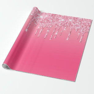 Roze druppelaar Glitter Birthday Vrijgezellenfeest Cadeaupapier