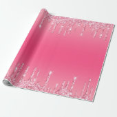 Roze druppelaar Glitter Girly Trendy Chic Modern Cadeaupapier (Uitgerold)