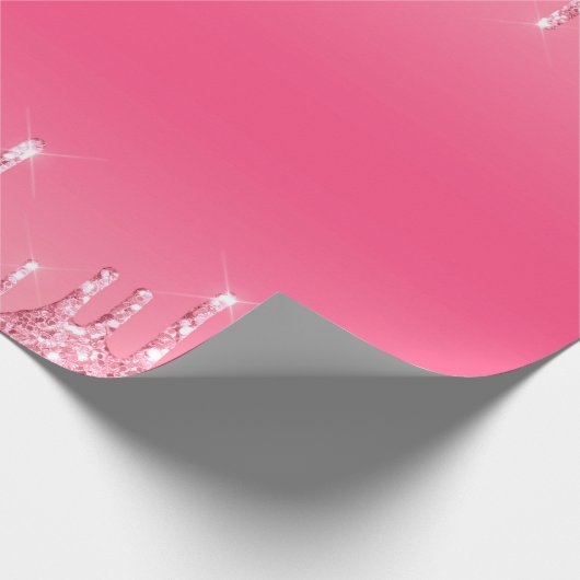 Roze druppelaar Glitter Girly Trendy Chic Modern Cadeaupapier (Hoek)