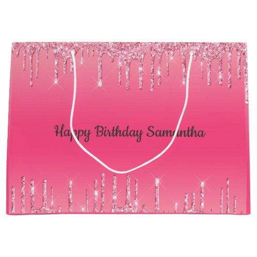 Roze druppelaar Glitter Girly Trendy Chic Modern Groot Cadeauzakje (Voorkant)
