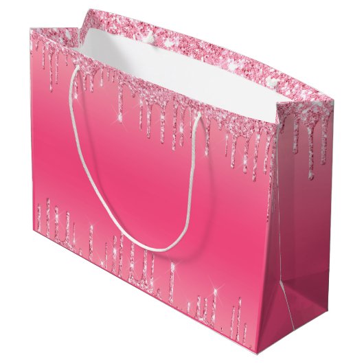 Roze druppelaar Glitter Girly Trendy Chic Modern Groot Cadeauzakje (Achterkant Gekanteld)