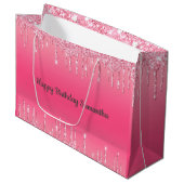 Roze druppelaar Glitter Girly Trendy Chic Modern Groot Cadeauzakje (Voorkant Gekanteld)