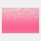 Roze druppelaar Glitter Girly Trendy Chic Modern Inpakpapier Vel (Voorkant 3)