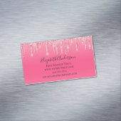 Roze druppelaar Glitter Girly Trendy Chic Modern Magnetisch Visitekaartje (Voorbeeld)