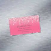 Roze druppelaar Glitter Girly Trendy Chic Modern Magnetisch Visitekaartje (Voorbeeld)