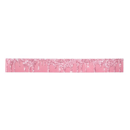 Roze druppelaar Glitter Girly Trendy Chic Modern Satijnen Lint (Voorkant)