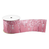 Roze druppelaar Glitter Girly Trendy Chic Modern Satijnen Lint (Spoel)