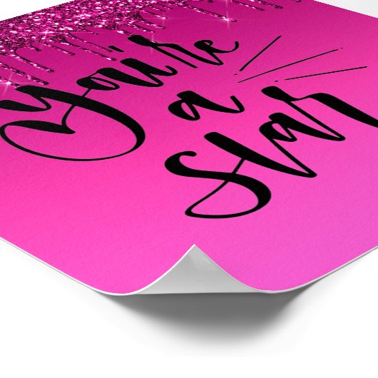 Roze druppelaar Glitter Inspirerend Poster (Hoek)