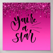 Roze druppelaar Glitter Inspirerend Poster (Voorkant)