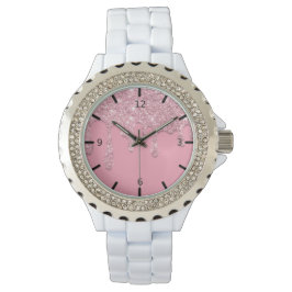 Roze druppelaar Glitter Watch Horloge