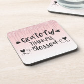 Roze druppelaar / Grateful Thankful Blessed Bier Onderzetter (Linkerzijde)