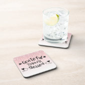 Roze druppelaar / Grateful Thankful Blessed Bier Onderzetter (Rechterzijde)