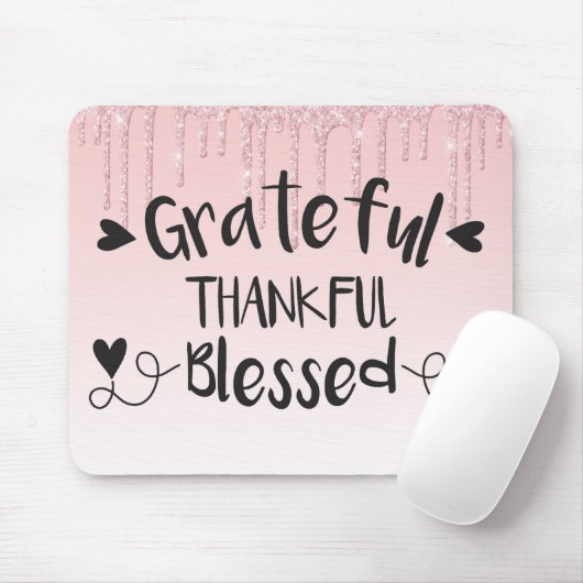 Roze druppelaar / Grateful Thankful Blessed Muismat (Met muis)