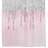 *~* Roze druppelaar Silver Magenta GLITTER AP7  Douchegordijn (Voorkant)