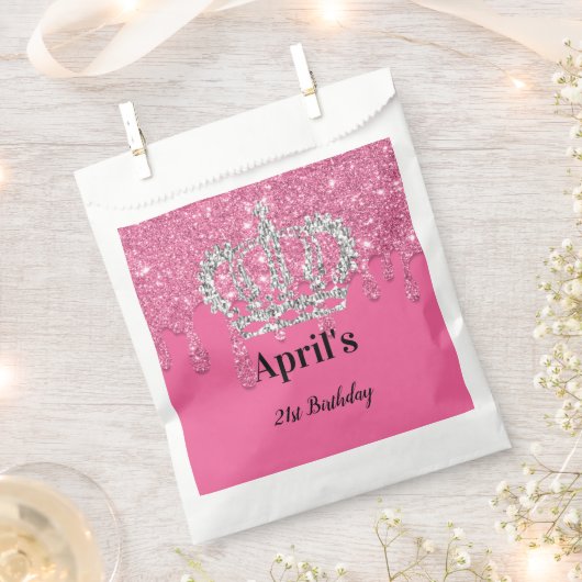 Roze druppelaar | Zilveren kroondag Bedankzakje (Geknipt)