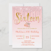 Roze druppelaar | Zoet 16 Kaart (Voorkant)