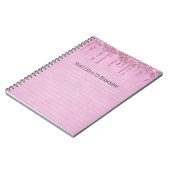 Roze Druppelende Glitter Girly gepersonaliseerd Notitieboek (Linkerzijde)