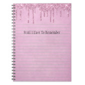 Roze Druppelende Glitter Girly gepersonaliseerd Notitieboek (Voorkant)