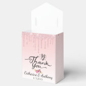 Roze druppelflesje bedankt bedankdoosjes (Geopend)